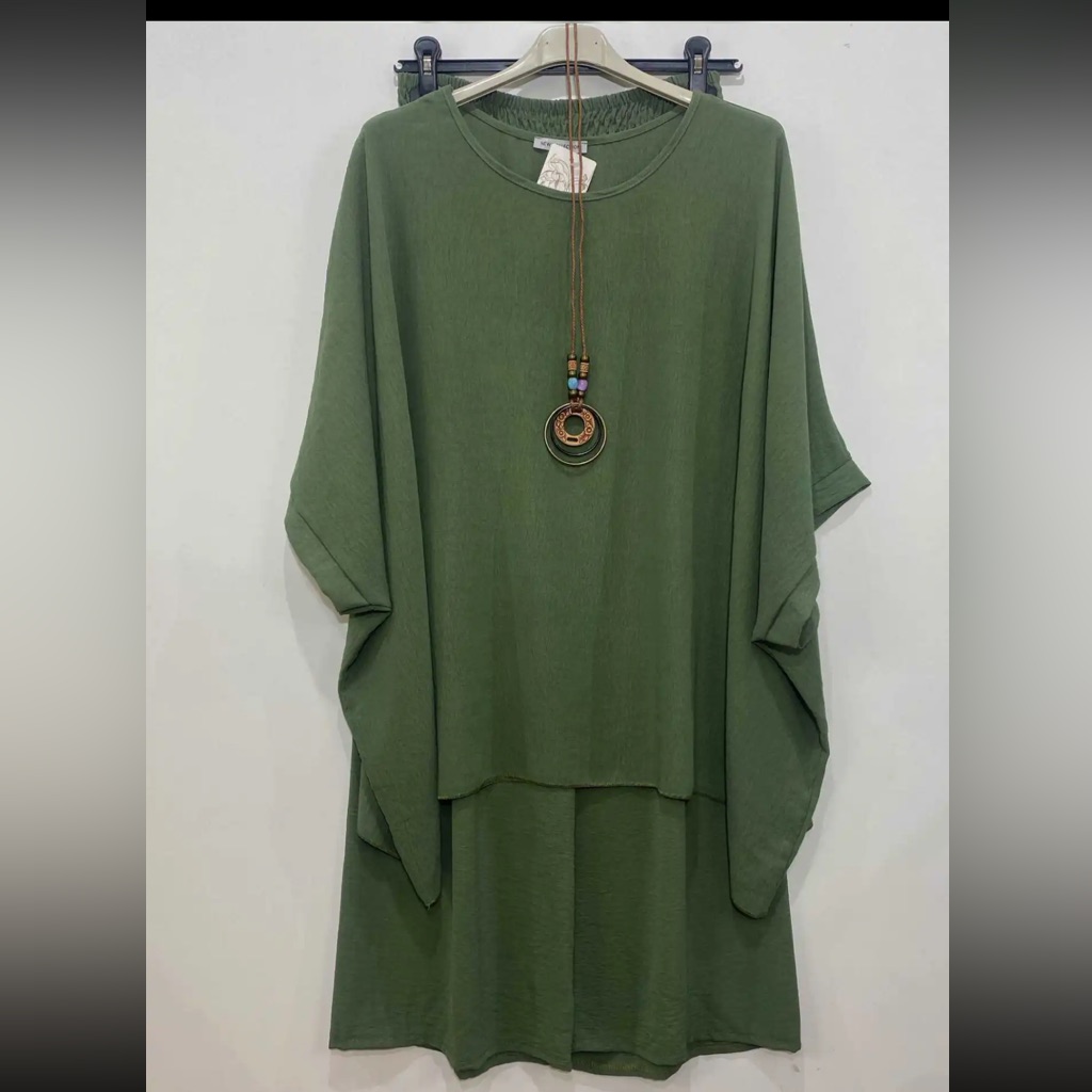 Restockedgreen Oversized Made In Italy Top And Pant Set